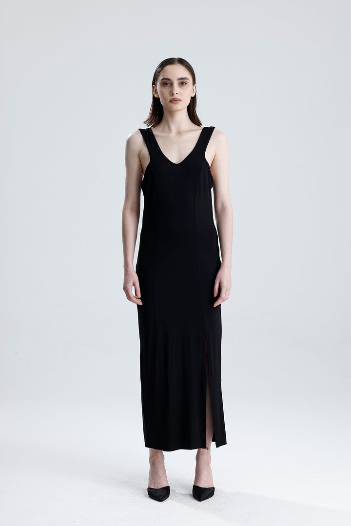 SNS Sense Black Viscose Sleeveless Daily Dress - Vaulx-en-Velin