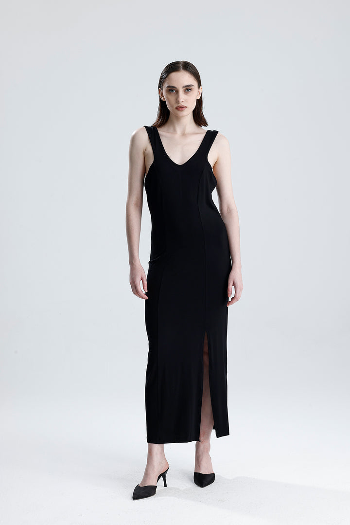 SNS Sense Black Viscose Sleeveless Daily Dress - Vaulx-en-Velin