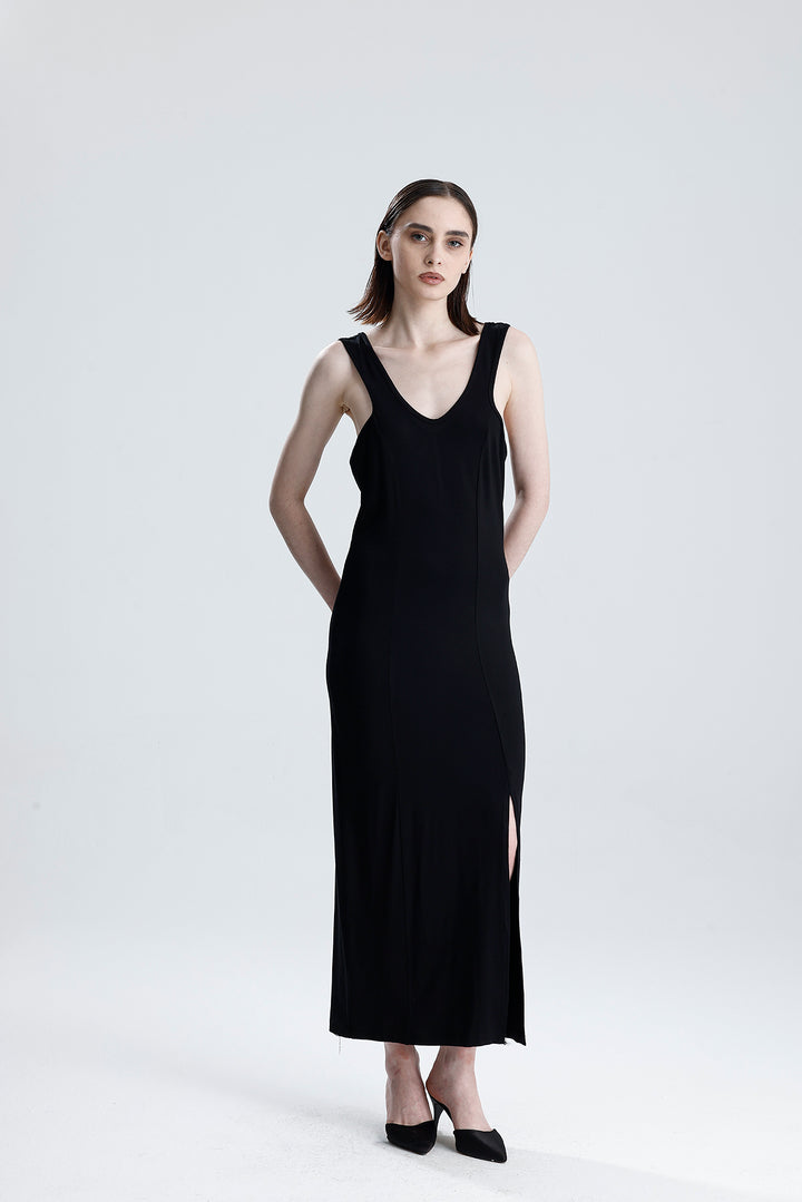 SNS Sense Black Viscose Sleeveless Daily Dress - Vaulx-en-Velin