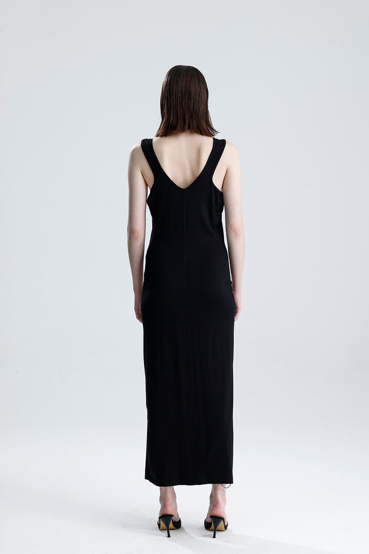 SNS Sense Black Viscose Sleeveless Daily Dress - Vaulx-en-Velin