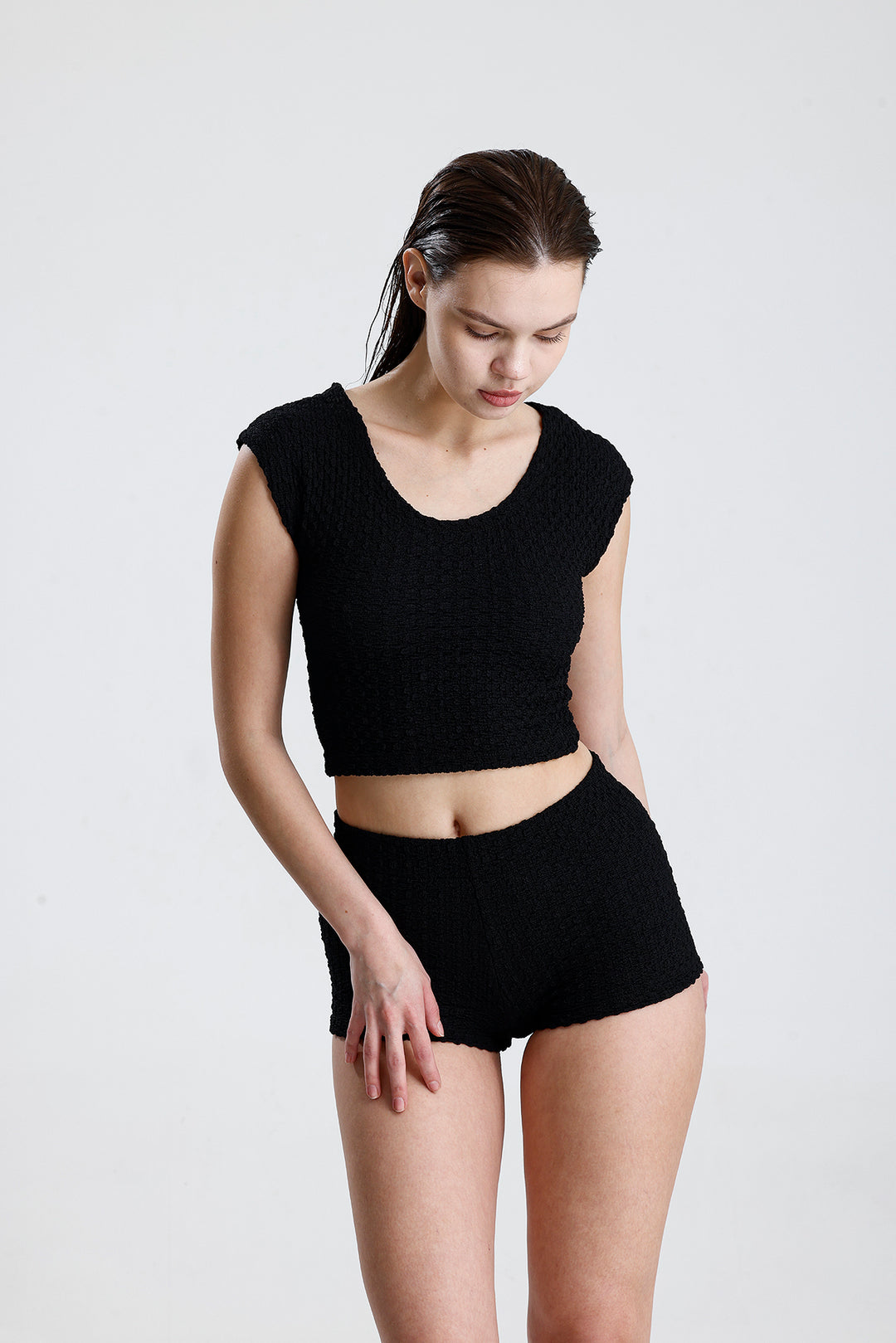 SNS Sense Siyah Bürümcük Kumaş Şort - Dráma