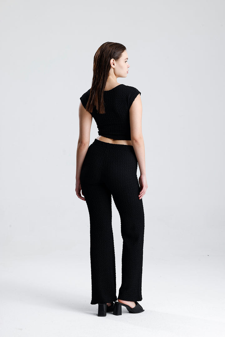 SNS Sense Siyah Bürümcük Kumaş Pantolon  - Baytown