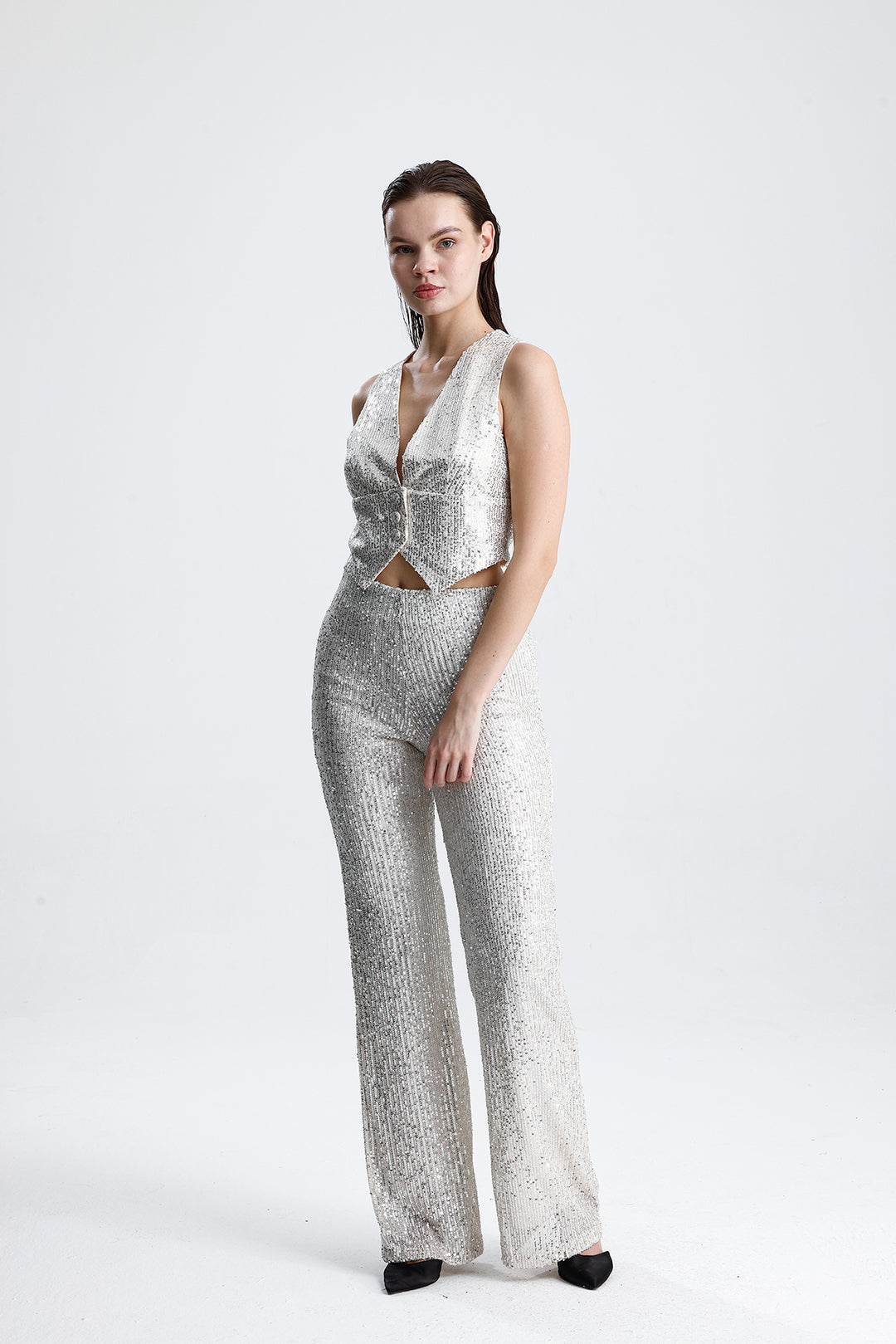 SNS Elegant Blazer Jacket, Vest, and Pants Women's Suit with Beige Piping - Kobryn