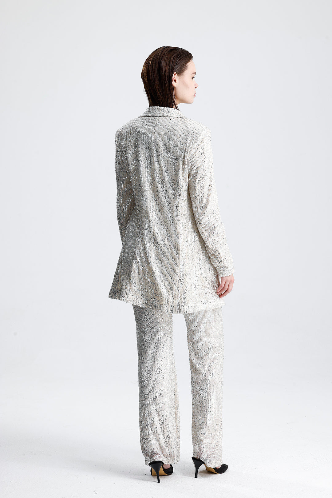 SNS Elegant Blazer Jacket, Vest, and Pants Women's Suit with Beige Piping - Kobryn