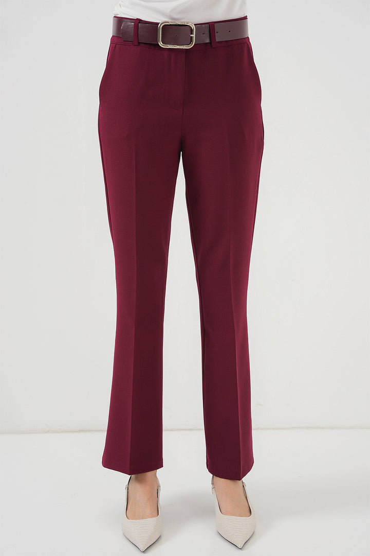 BGD Women Belted Spanish Flare Pants - Burgundy - Largo