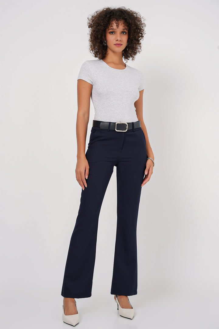 BGD Women Belted Spanish Flare Pants - Navy - Fribourg