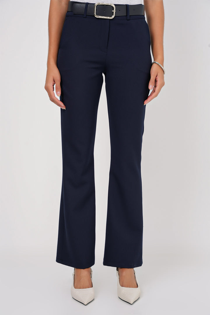 BGD Women Belted Spanish Flare Pants - Navy - Fribourg