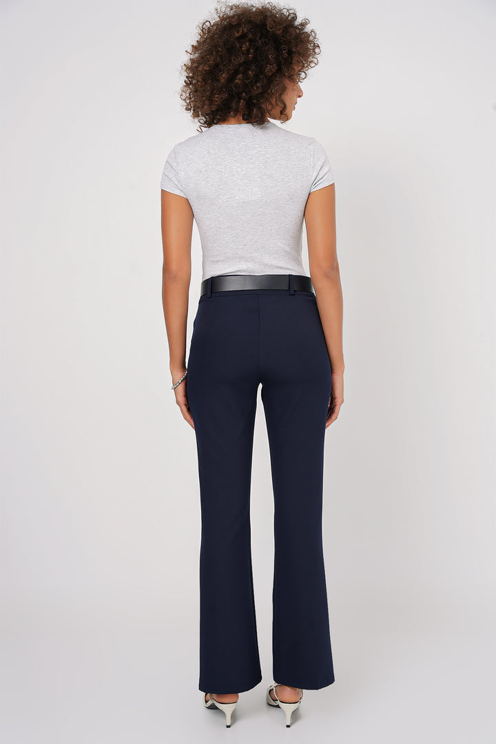 BGD Women Belted Spanish Flare Pants - Navy - Fribourg