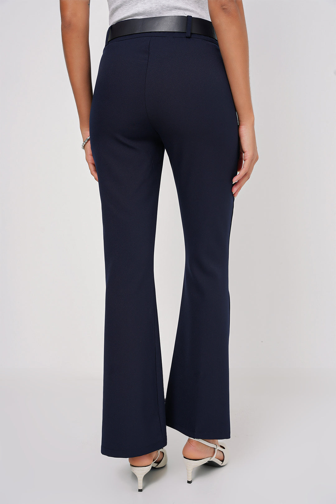 BGD Women Belted Spanish Flare Pants - Navy - Fribourg