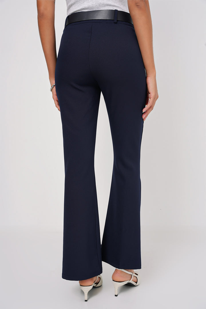 BGD Women Belted Spanish Flare Pants - Navy - Fribourg