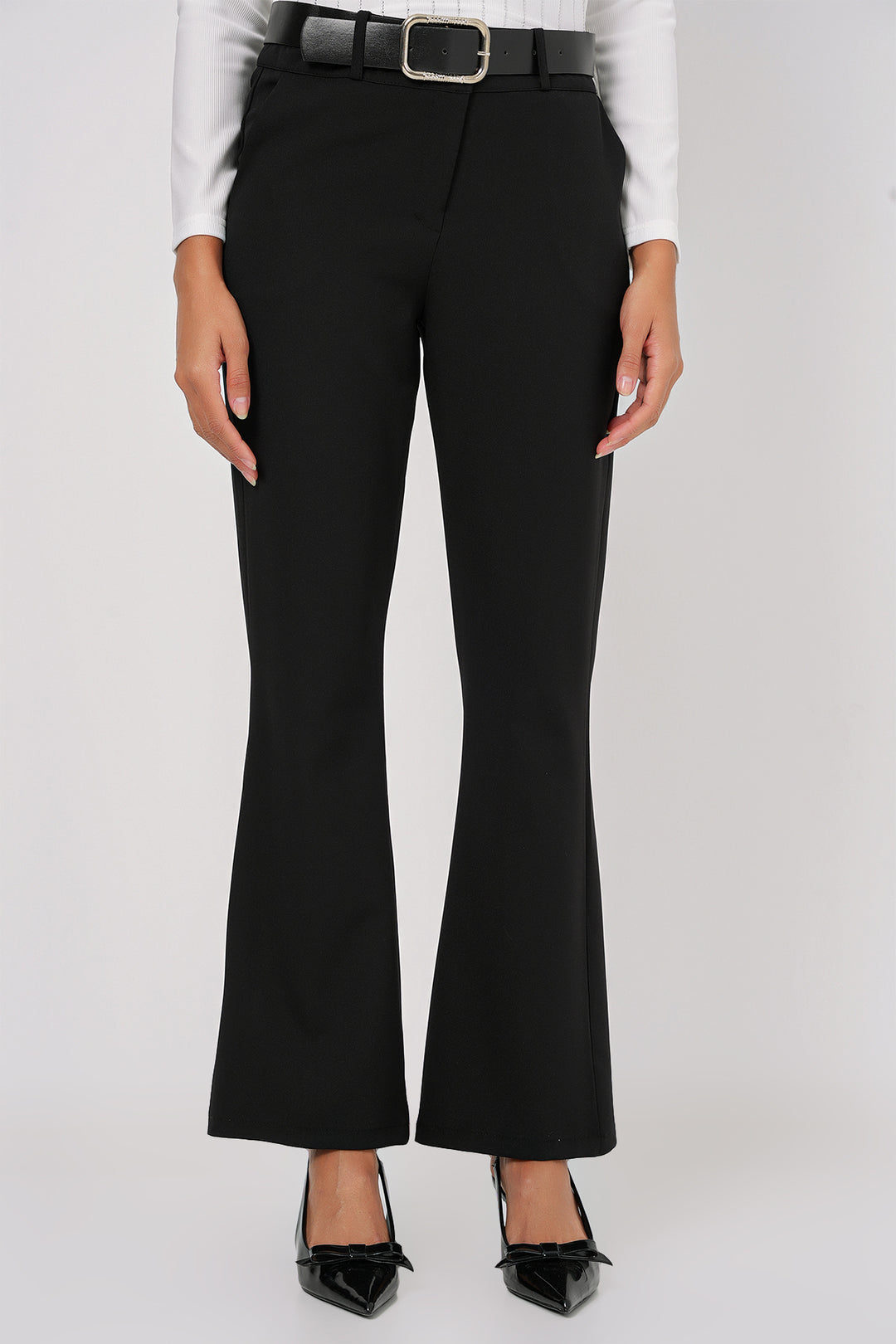 BGD Women Belted Spanish Flare Pants - Black - Roncaglia