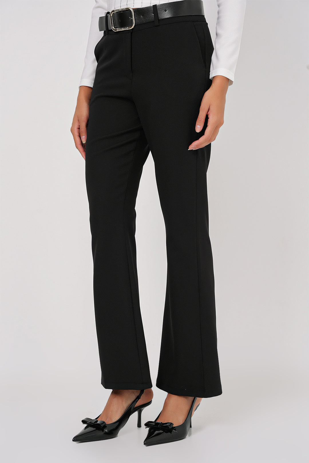 BGD Women Belted Spanish Flare Pants - Black - Roncaglia