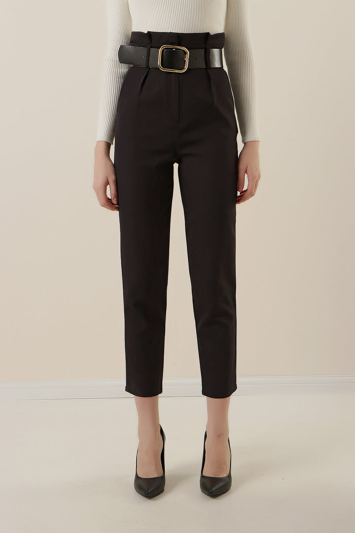BGD Women Belted Fabric Pants - Black - Dearborn Heights