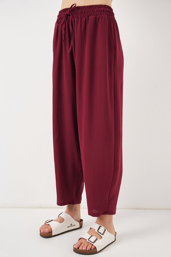 BGD Women Woven Harem Pants - Burgundy - Aalen