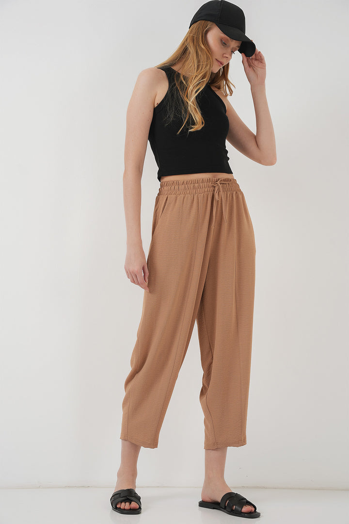 BGD Women Woven Harem Pants - Camel - Okhtyrka