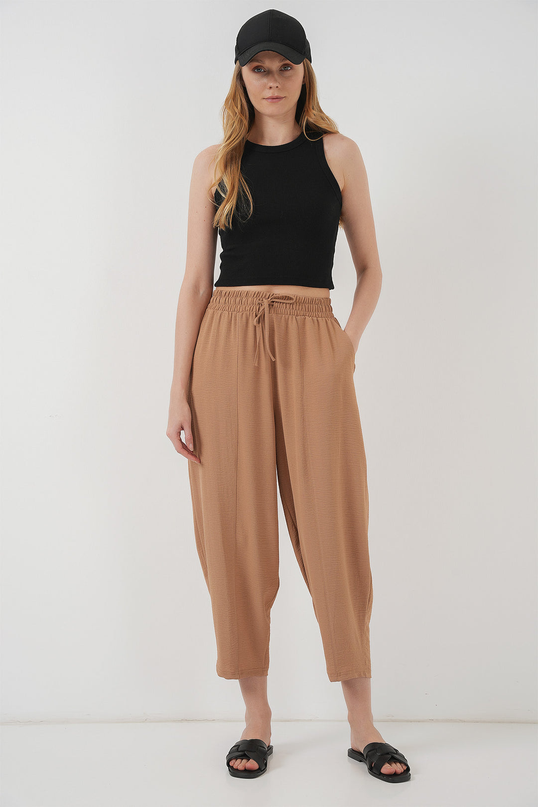 BGD Women Woven Harem Pants - Camel - Okhtyrka