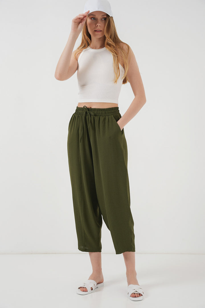 BGD Women Dokuma Şalvar Pantolon - Haki - Goch