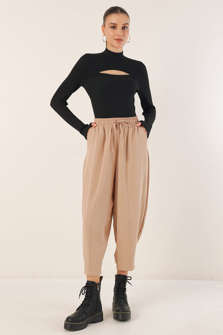 BGD Women Woven Baggy Pants - Biscuit - Bucharest