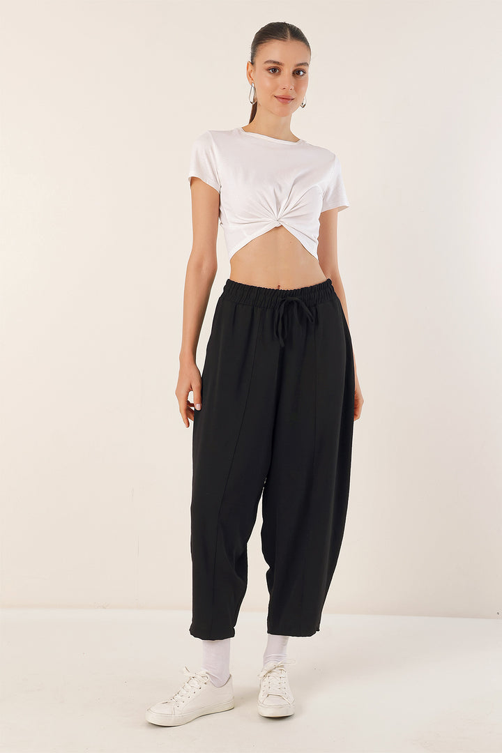 BGD Women Woven Harem Pants - Black - Crewe