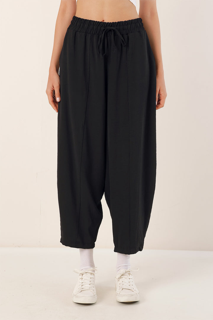 BGD Women Woven Harem Pants - Black - Crewe
