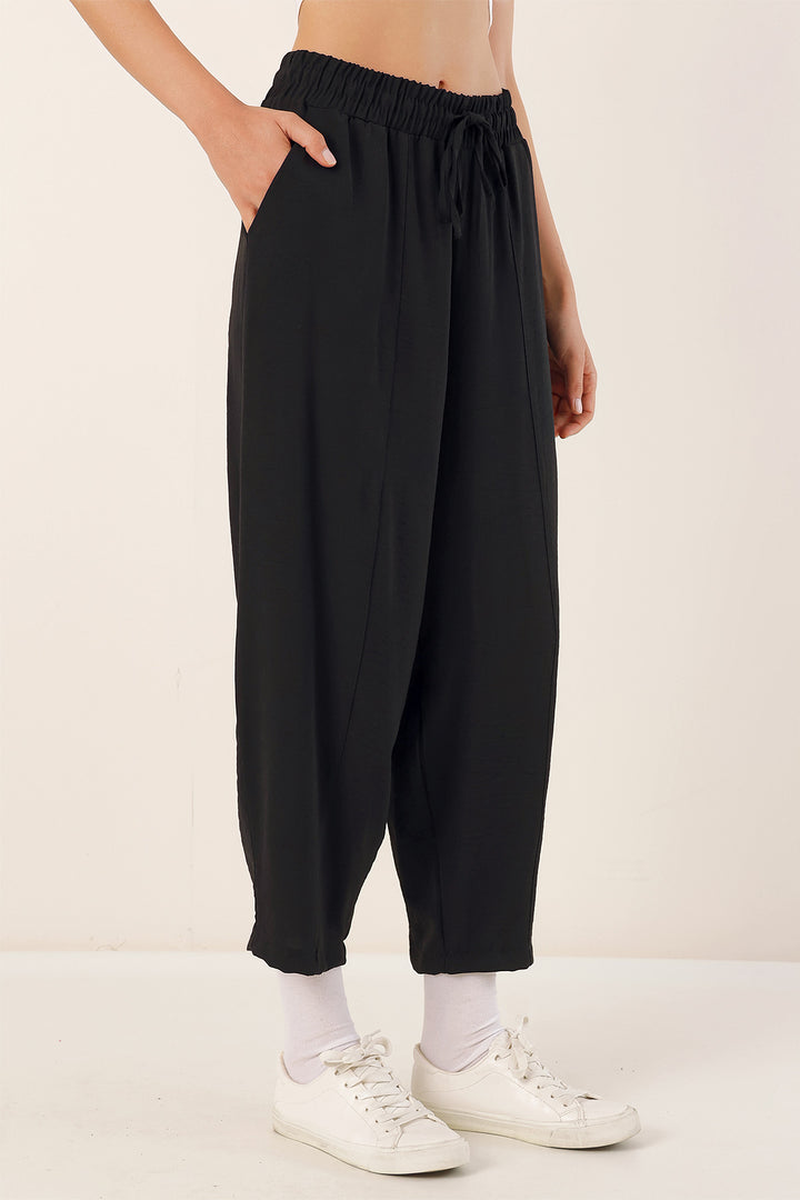 BGD Women Woven Harem Pants - Black - Crewe
