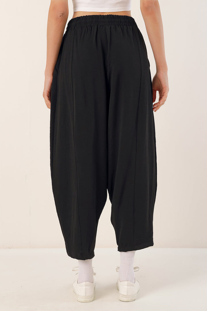 BGD Women Woven Harem Pants - Black - Crewe