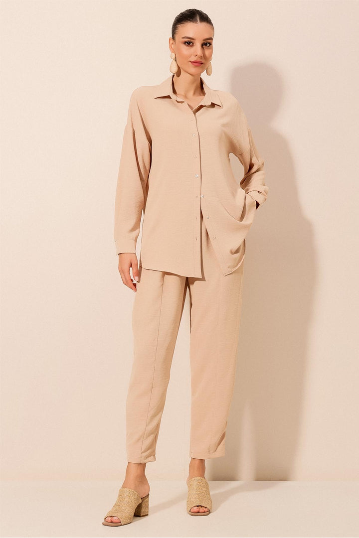 BGD Women Oversize Two-Piece Set - Beige - Avondale