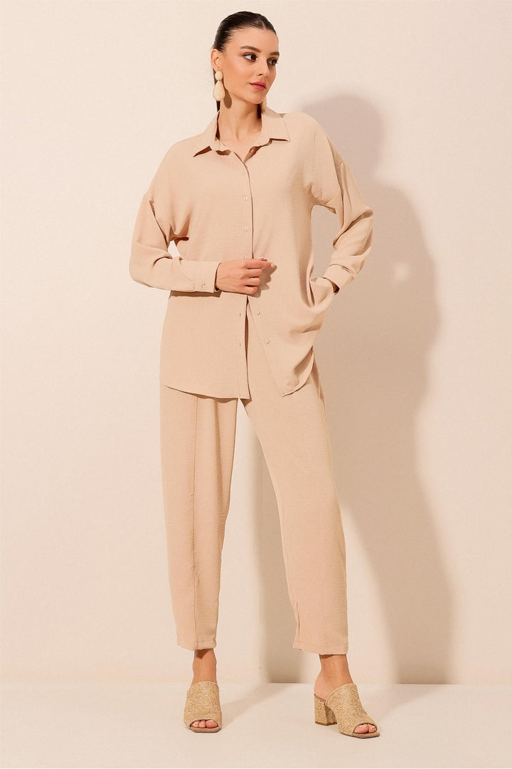 BGD Women Oversize Two-Piece Set - Beige - Avondale