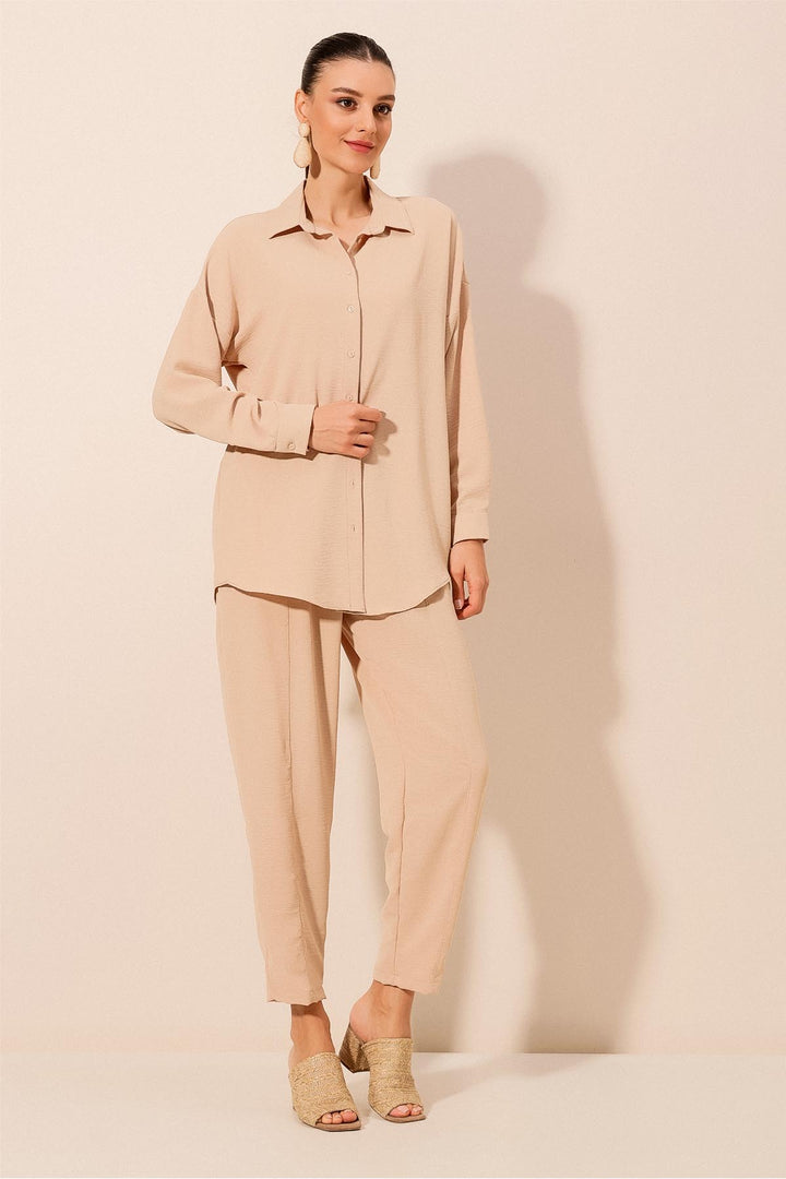 BGD Women Oversize Two-Piece Set - Beige - Avondale