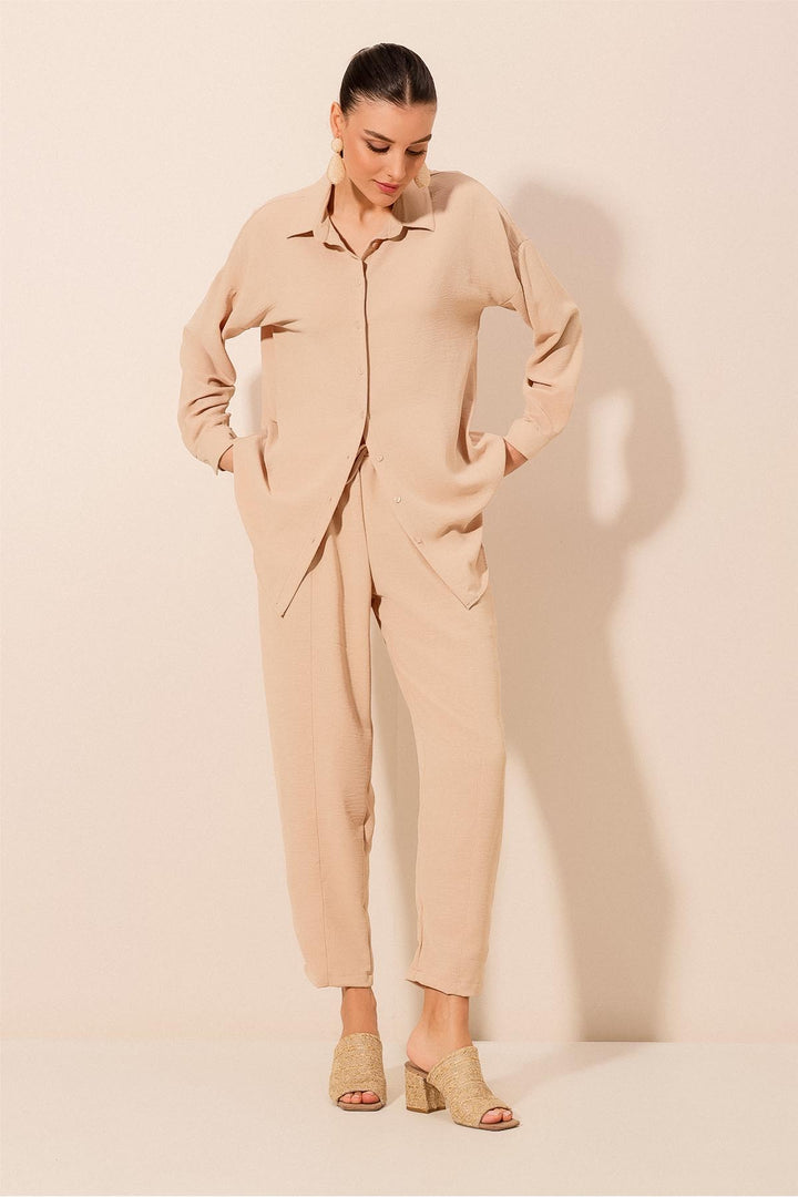 BGD Women Oversize Two-Piece Set - Beige - Avondale