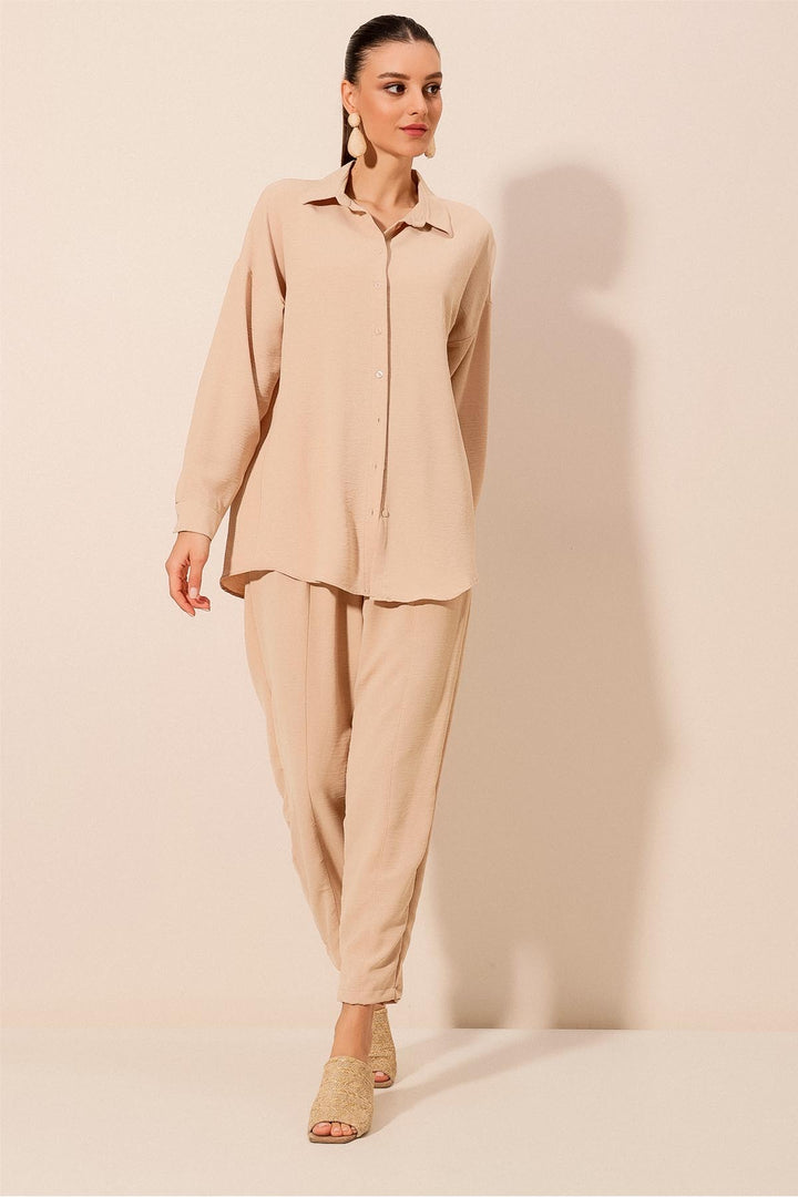 BGD Women Oversize Two-Piece Set - Beige - Avondale