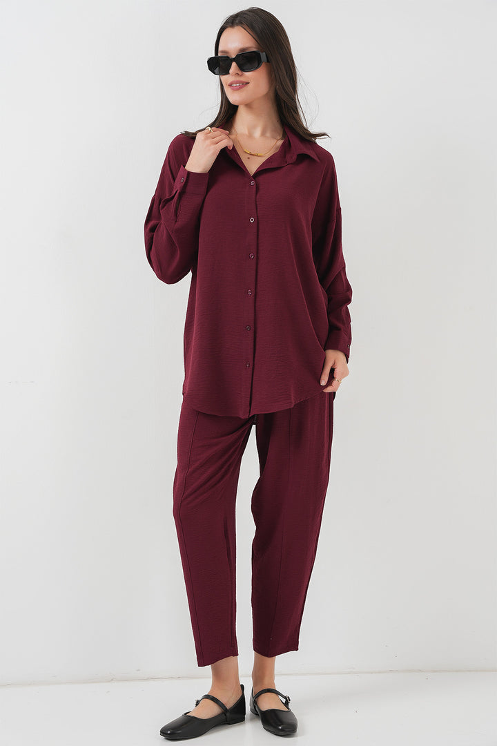 BGD Women Oversize Two-Piece Set - Burgundy - Columbia