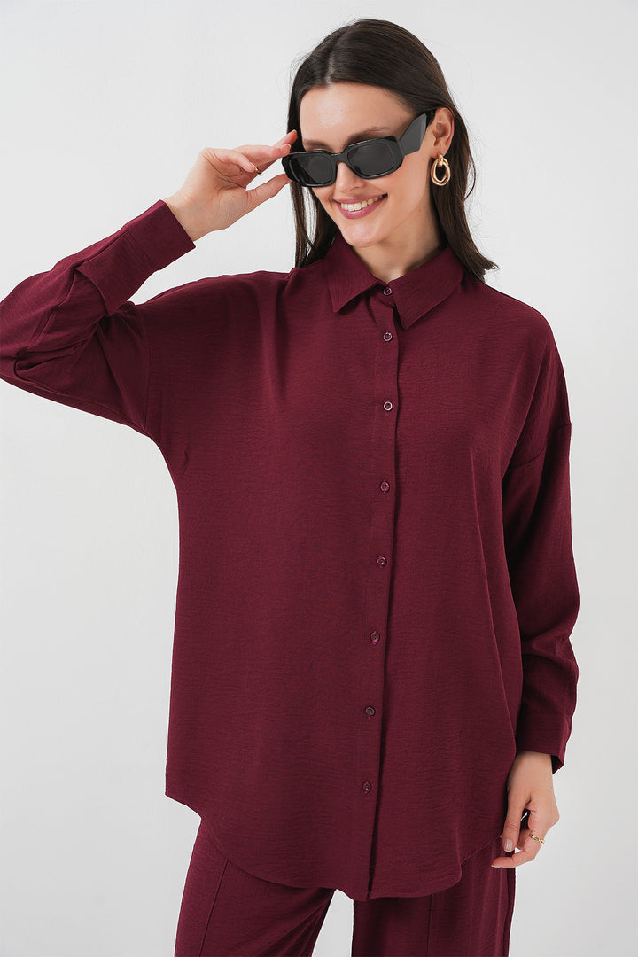 BGD Women Oversize Two-Piece Set - Burgundy - Columbia