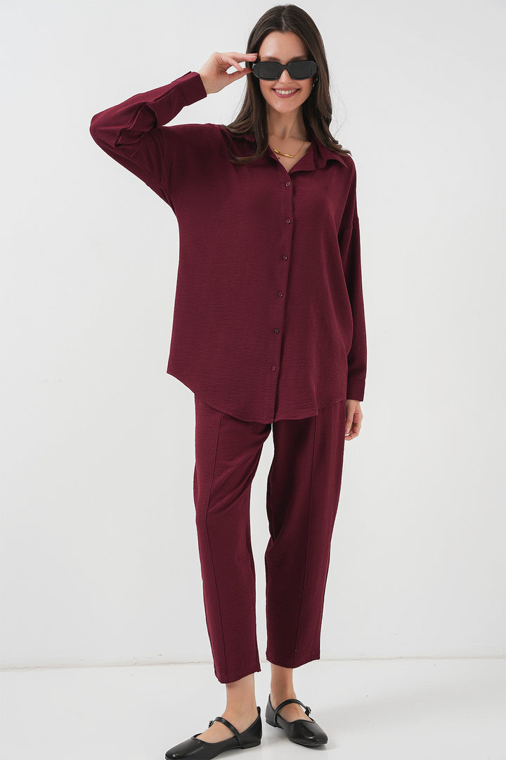 BGD Women Oversize Two-Piece Set - Burgundy - Columbia
