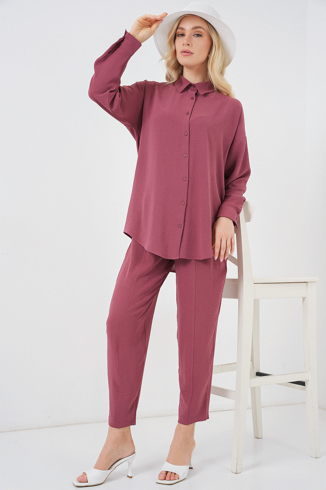 BGD Women Oversize Two-Piece Set - Rose Pink - Evere