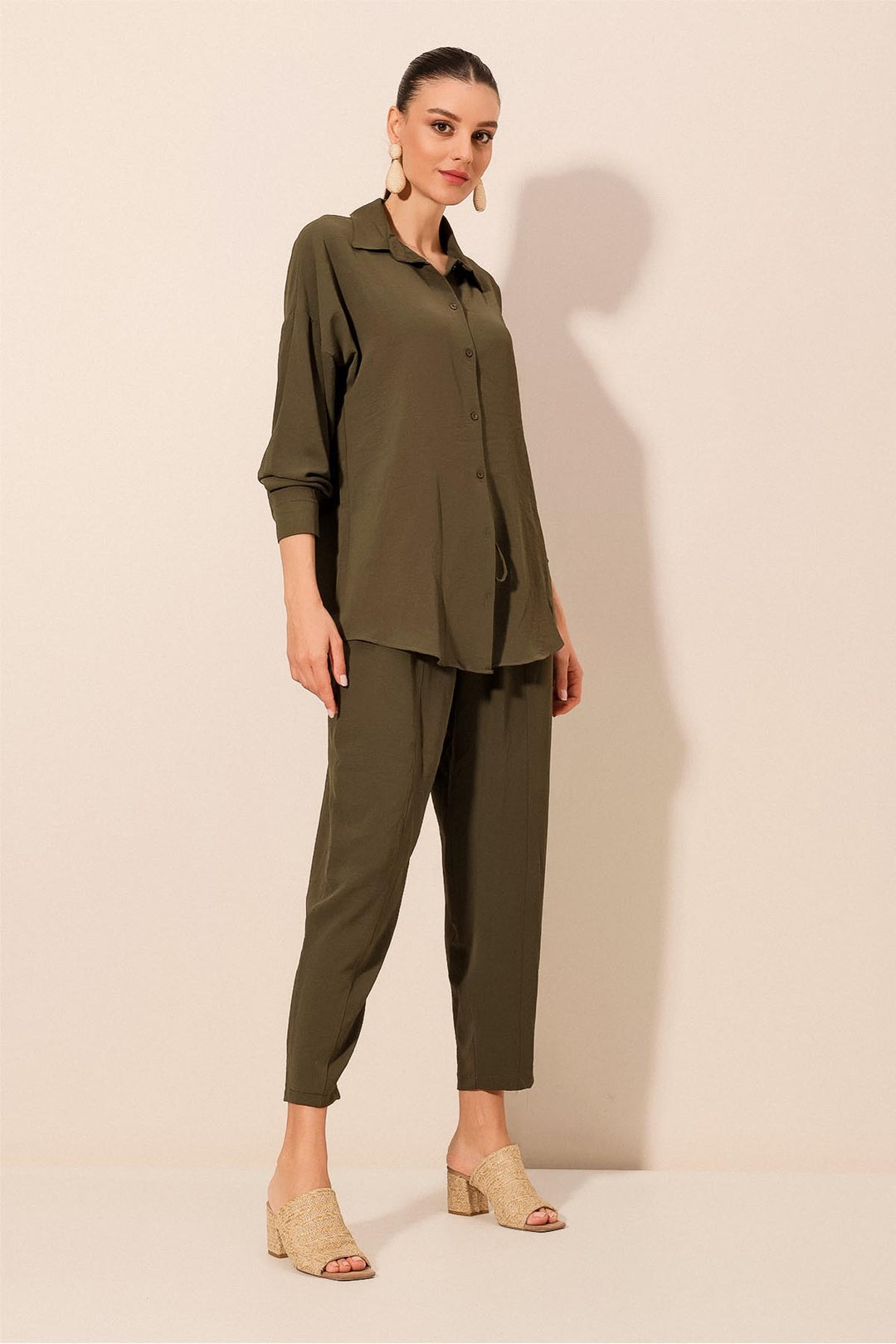 BGD Women Oversize Two-Piece Set - Khaki - Loulé