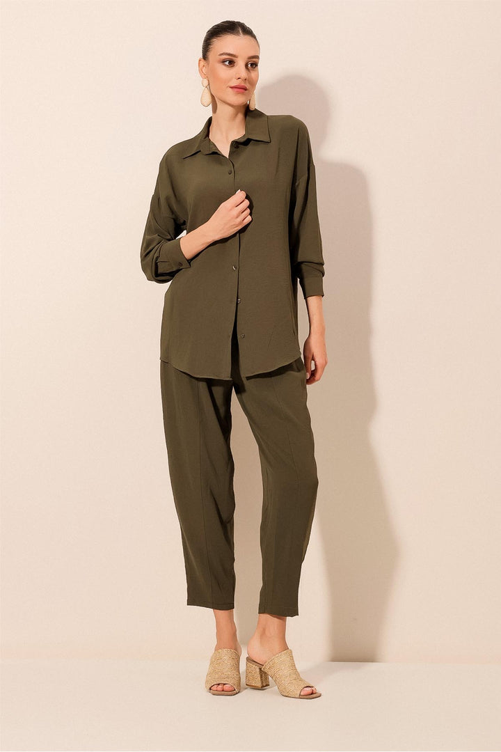 BGD Women Oversize Two-Piece Set - Khaki - Loulé
