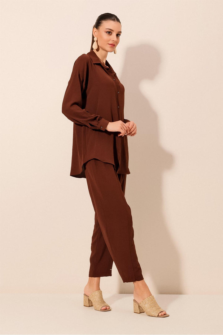 BGD Women Oversize Two-Piece Set - Brown - Zacatecas