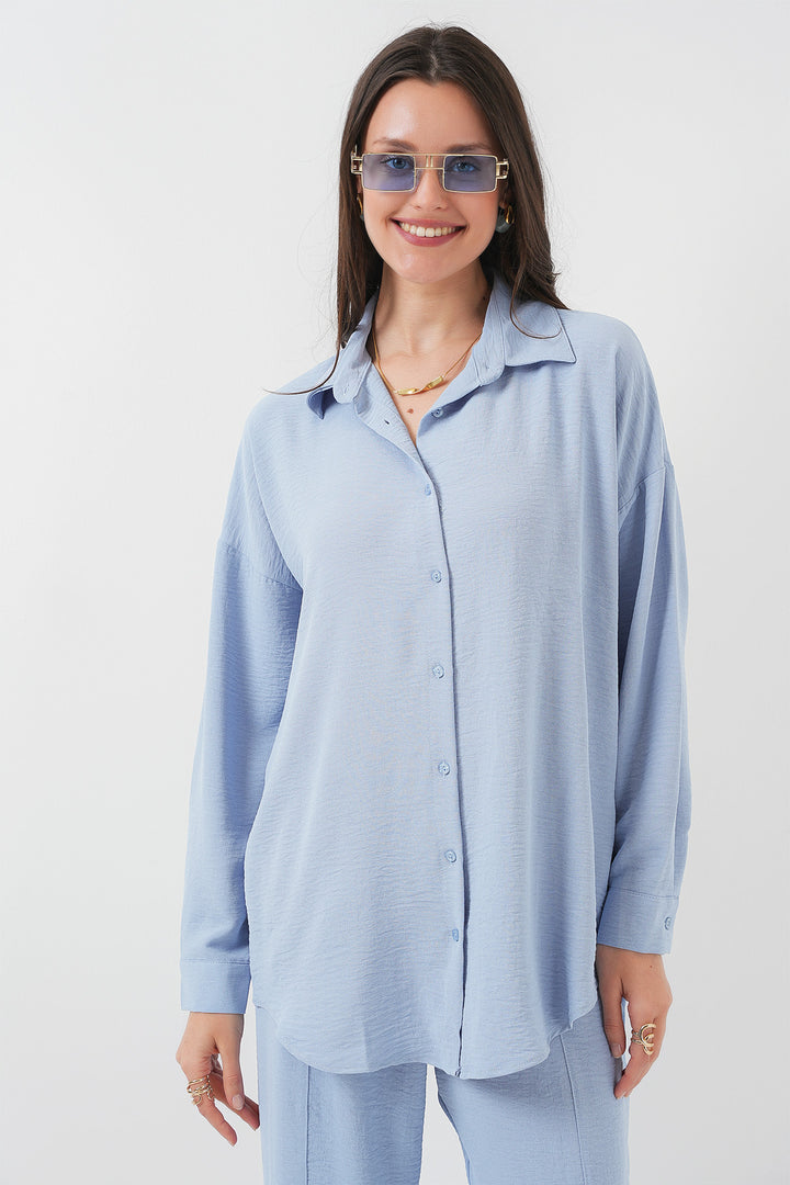 BGD Women Oversized Two-Piece Set - Blue - Lagos de Moreno