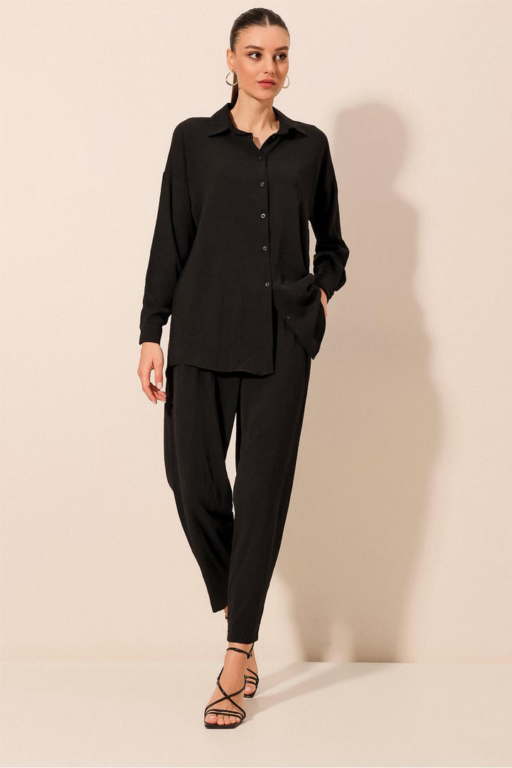 BGD Women Oversized Two-Piece Set - Black - Dayton