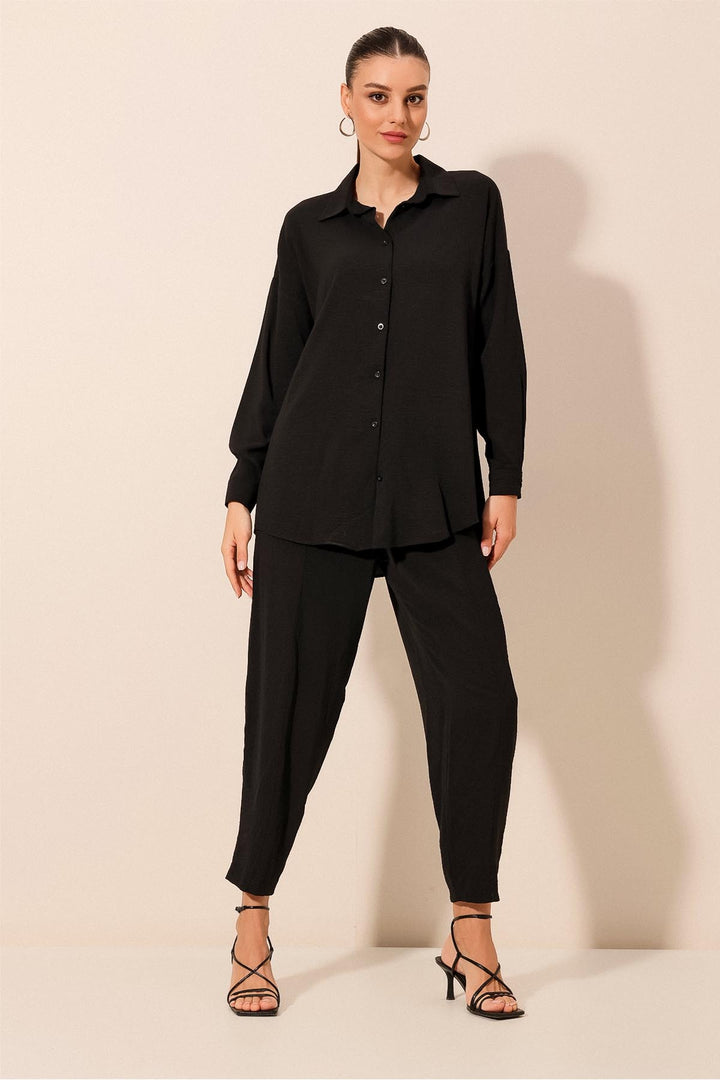 BGD Women Oversized Two-Piece Set - Black - Dayton
