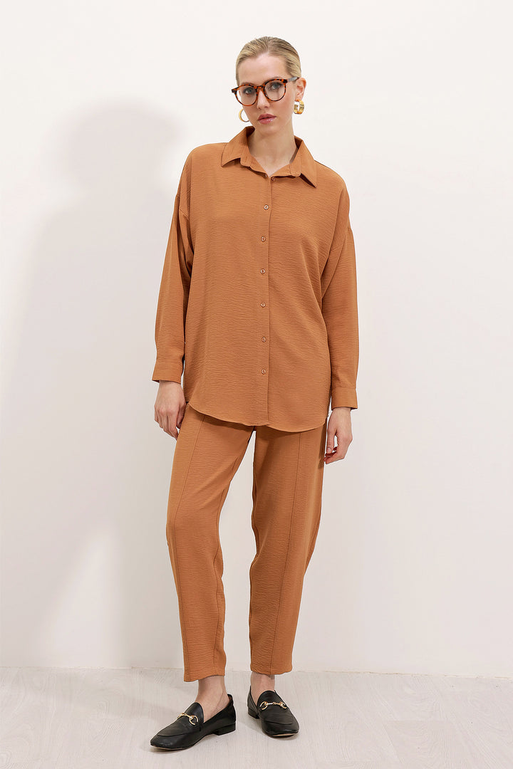 BGD Women Oversize Two-Piece Set - Tan - Edinburg