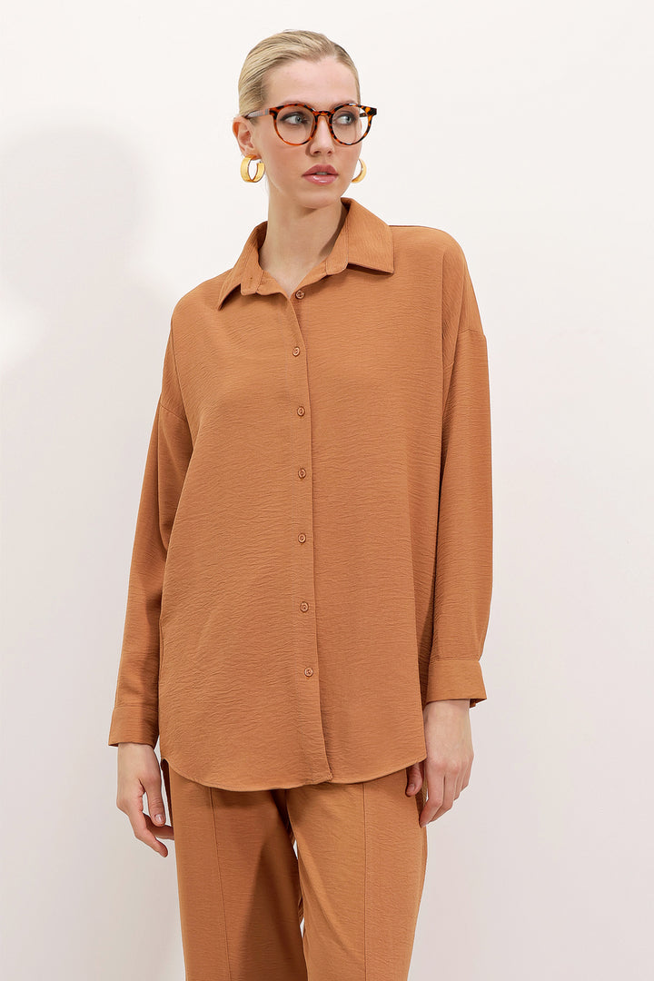 BGD Women Oversize Two-Piece Set - Tan - Edinburg