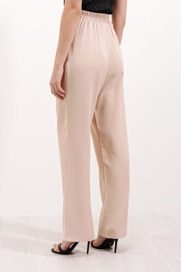 BGD Women Woman Beige High Waisted Fabric Trousers 6612 - Oberhausen