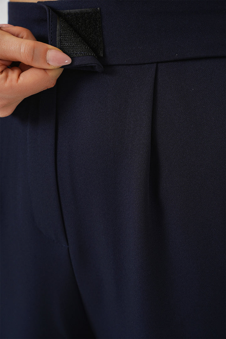 BGD Women High Waist Fabric Pants - Navy Blue - Wunstorf