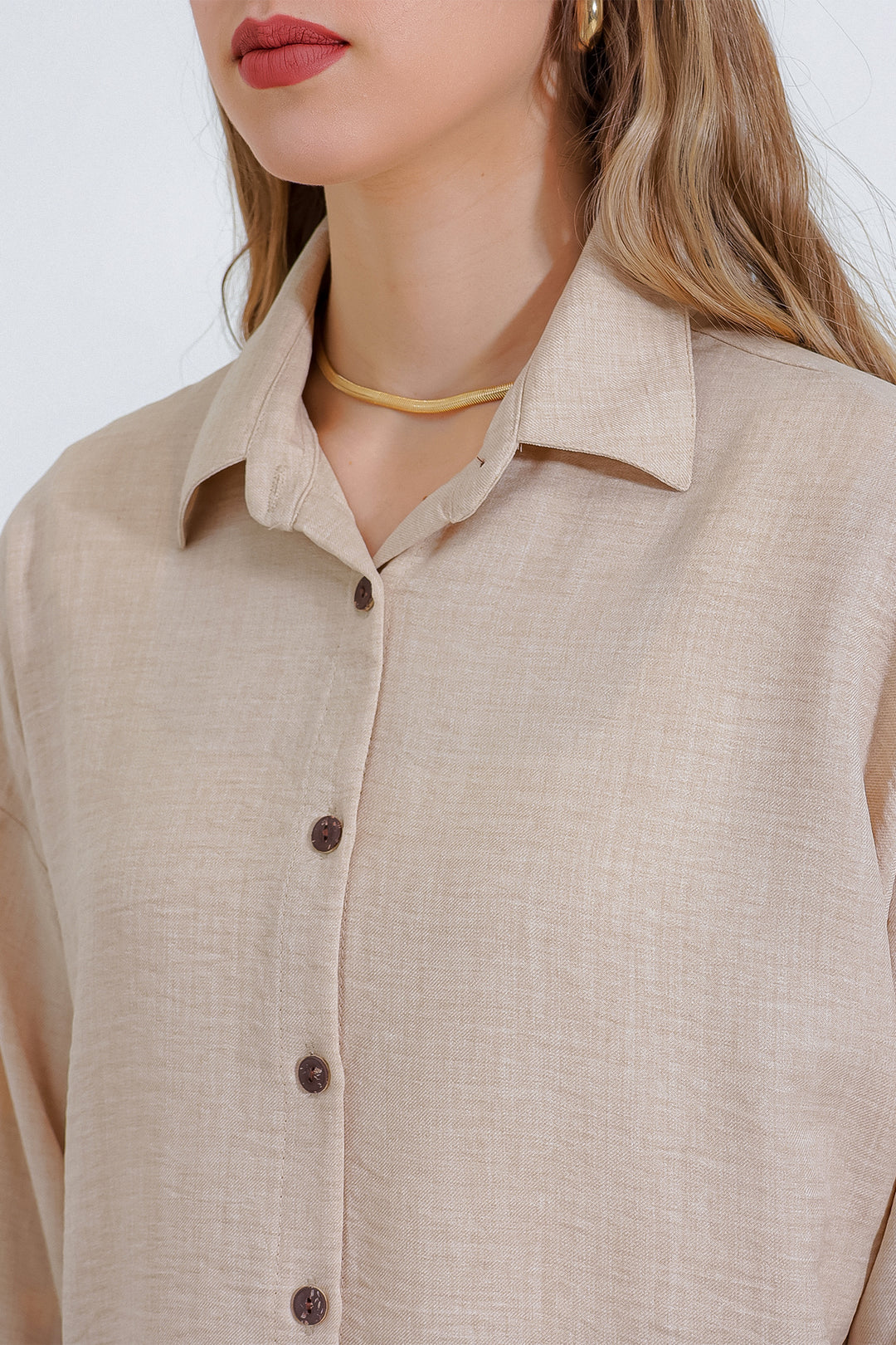 BGD Women Woman Beige Oversize Linen Suit 6622 - Avondale
