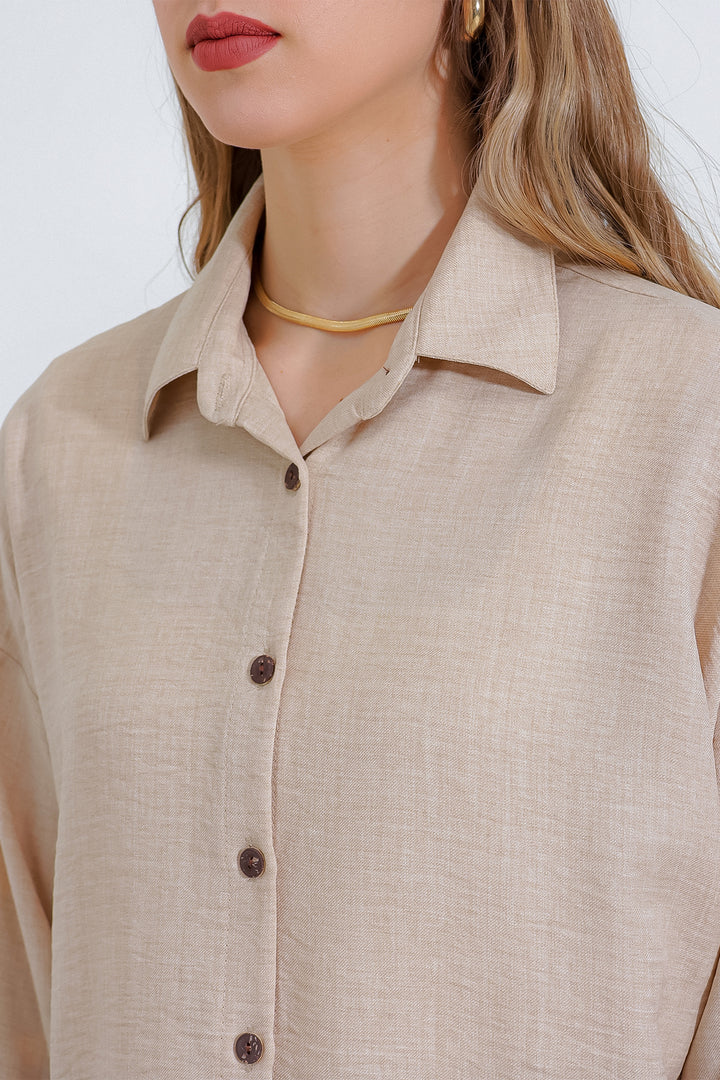 BGD Women Woman Beige Oversize Linen Suit 6622 - Avondale
