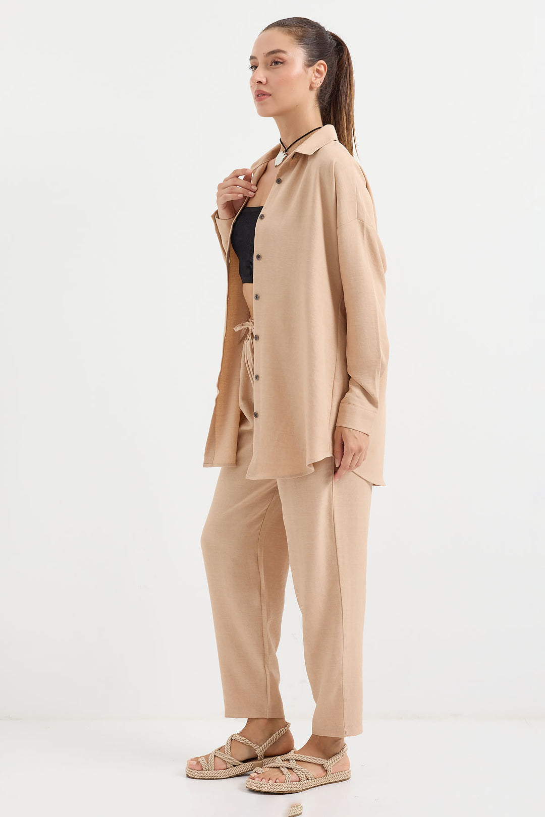 BGD Women Linen Two-Piece Set - Biscuit - Avondale