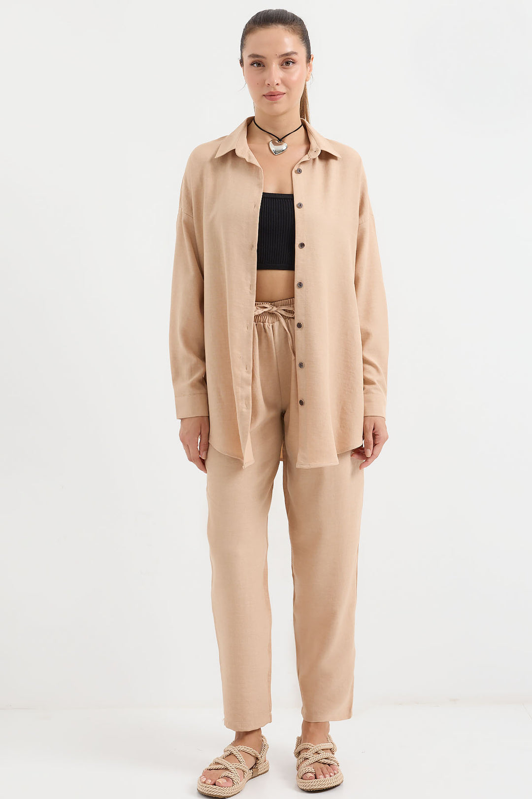 BGD Women Linen Two-Piece Set - Biscuit - Avondale