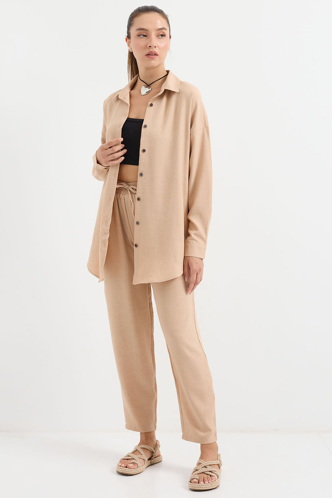 BGD Women Linen Two-Piece Set - Biscuit - Avondale